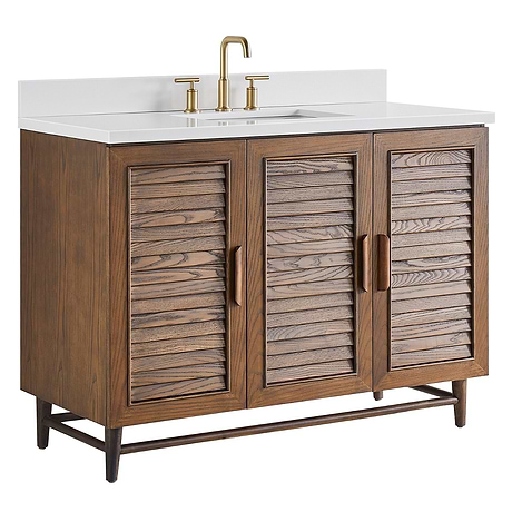 Lowell Dark Walnut 48" Single Vanity with Pure White Quartz Top