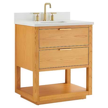 Dayton Woodgrain 30" Single Vanity with Pure White Quartz Top