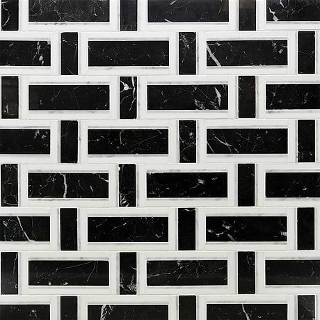 Esplanade Beauty Black & White Polished Marble Mosaic