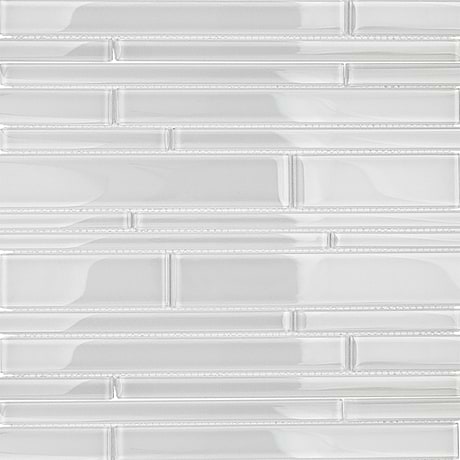 Loft Super White Polished Glass Mosaic