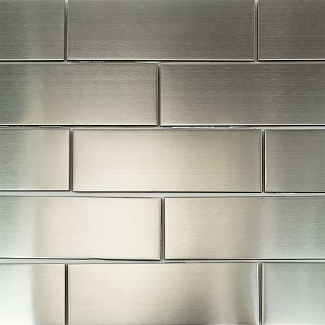 Stainless Steel Metallic Silver 2x6 Matte Subway Tile