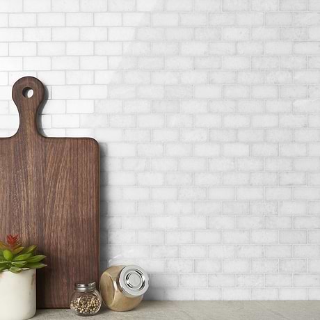 Snow White 1x2 Brick Polished Marble Mosaic