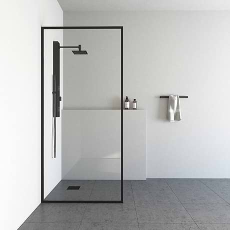 Finestra 34x74" Reversible Fixed Shower Door with Clear Glass in Matte Black