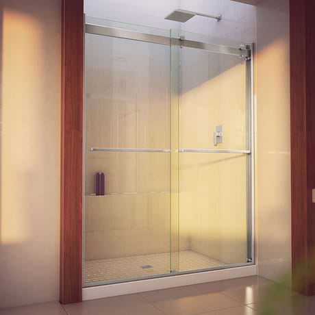 Essence-H 60x76" Reversible Sliding Shower Alcove Door with Clear Glass in Brushed Nickel by DreamLine