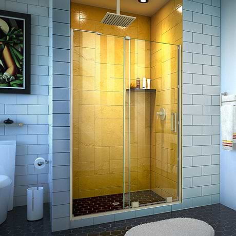 Mirage-Z 48x72" Reversible Sliding Shower Alcove Door with Clear Glass in Brushed Nickel by DreamLine