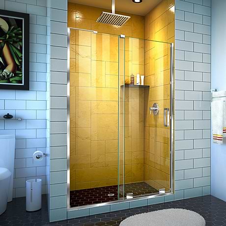 Mirage-Z 48x72" Reversible Sliding Shower Alcove Door with Clear Glass in Chrome by DreamLine