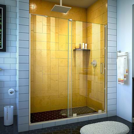 Mirage-Z 54x72" Reversible Sliding Shower Alcove Door with Clear Glass in Brushed Nickel by DreamLine