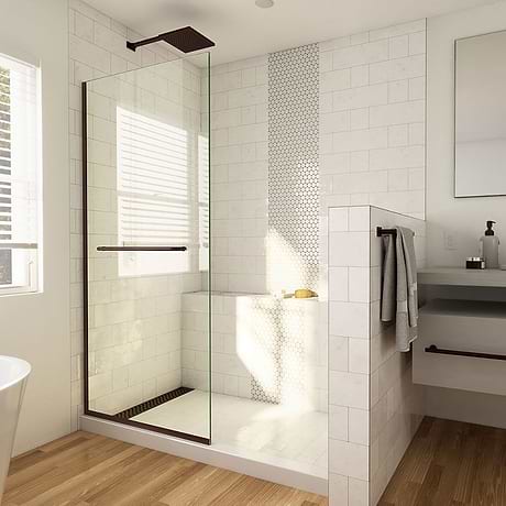 Linea 34x72" Reversible Screen with Clear Glass in Oil Rubbed Bronze by DreamLine