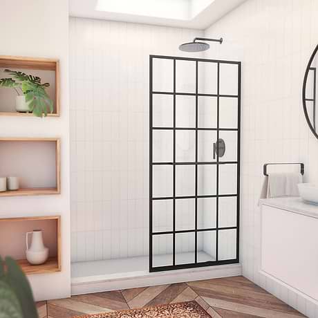 Linea 34x72" Reversible Screen with Toulon Glass in Satin Black by DreamLine