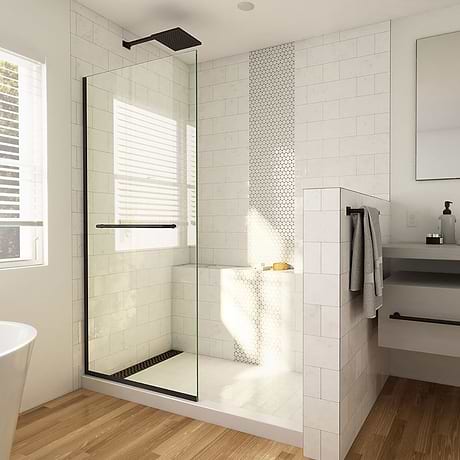 Linea 30x72" Reversible Screen with Clear Glass in Satin Black by DreamLine