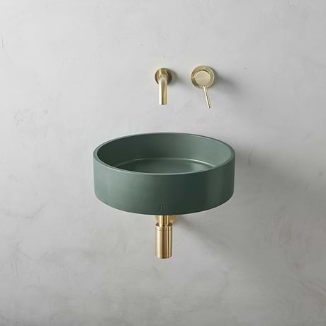 Odet Forest Green 16" Concrete Round Floating Sink by mudd.concrete