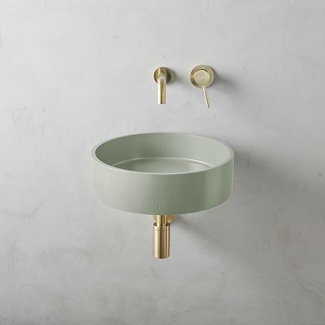 Odet Thyme Green 16" Concrete Round Floating Sink by mudd.concrete