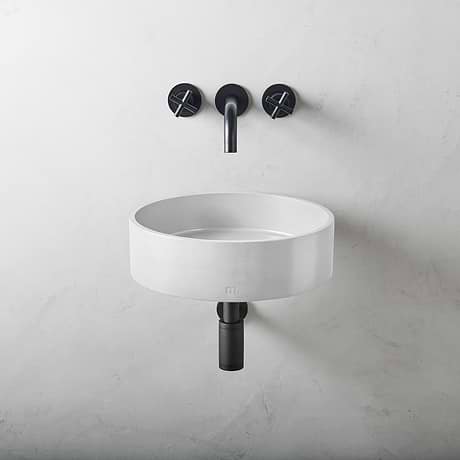 Odet Cotton White 16" Concrete Round Floating Sink by mudd.concrete