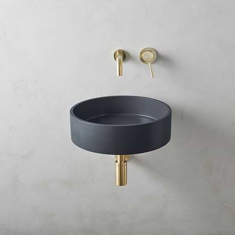 Odet Midnight Black 16" Concrete Round Floating Sink by mudd.concrete