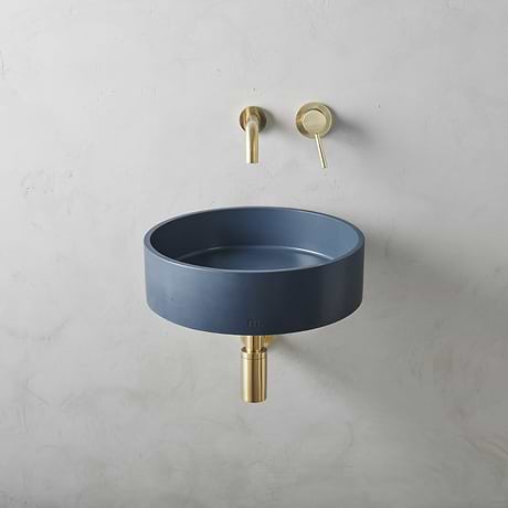 Odet Denim Blue 16" Concrete Round Floating Sink by mudd.concrete