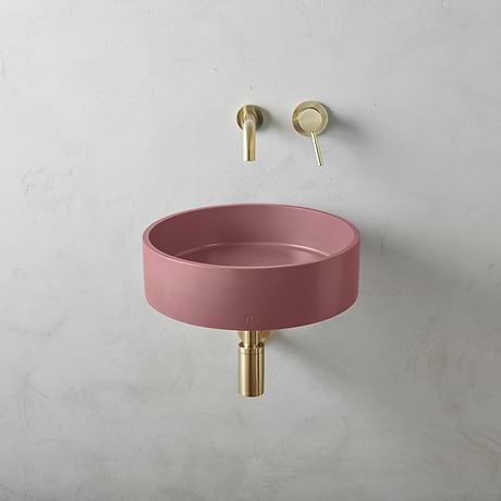 Odet Berry Pink 16" Concrete Round Floating Sink by mudd.concrete
