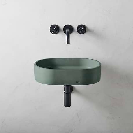 Parro Forest Green 18" Concrete Oval Floating Sink by mudd.concrete
