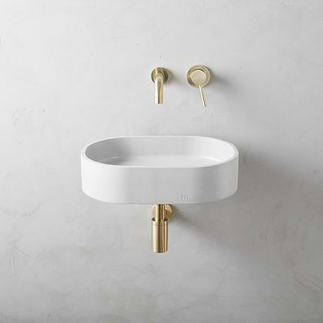 Parro Cotton White 18" Concrete Oval Floating Sink by mudd.concrete
