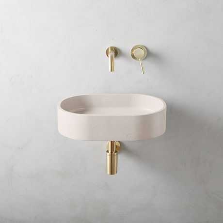 Parro Mocha Cream 18" Concrete Oval Floating Sink by mudd.concrete