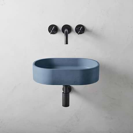 Parro Denim Blue 18" Concrete Oval Floating Sink by mudd.concrete