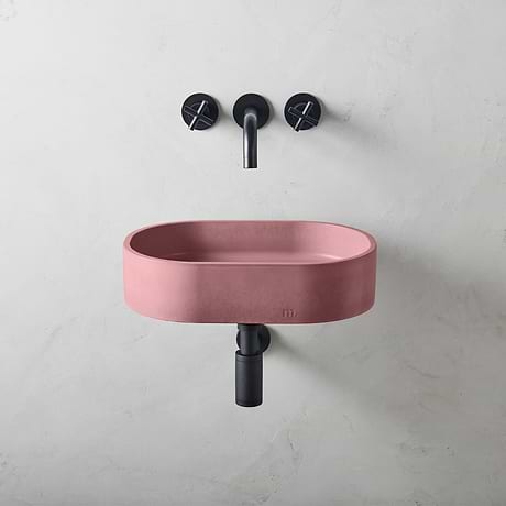 Parro Berry Pink 18" Concrete Oval Floating Sink by mudd.concrete