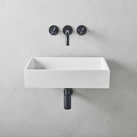 Jaker Cotton White 21" Concrete Rectangle Floating Sink by mudd.concrete