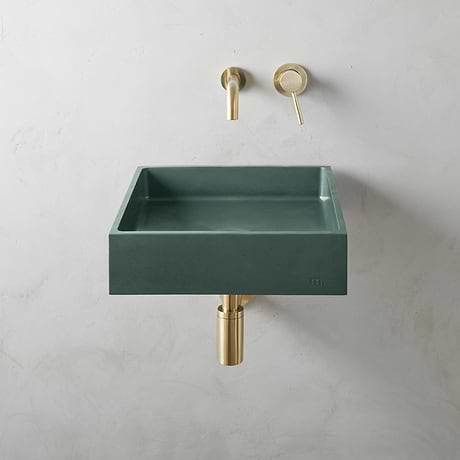 Yarra Forest Green 16" Concrete Square Floating Sink by mudd.concrete