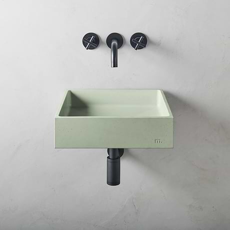 Yarra Thyme Green 16" Concrete Square Floating Sink by mudd.concrete