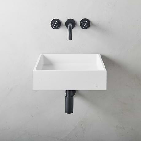 Yarra Cotton White 16" Concrete Square Floating Sink by mudd.concrete