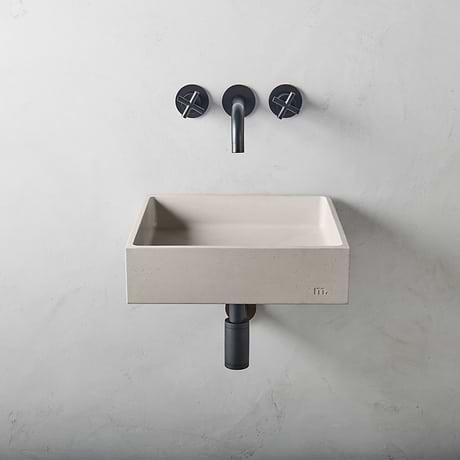 Yarra Mocha Cream 16" Concrete Square Floating Sink by mudd.concrete