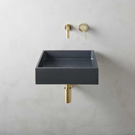 Yarra Midnight Black 16" Concrete Square Floating Sink by mudd.concrete