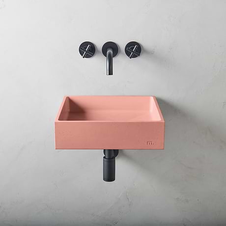 Yarra Mousse Pink 16" Concrete Square Floating Sink by mudd.concrete