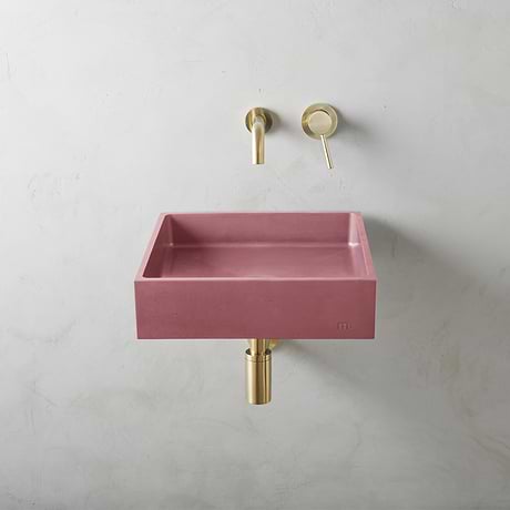 Yarra Berry Pink 16" Concrete Square Floating Sink by mudd.concrete