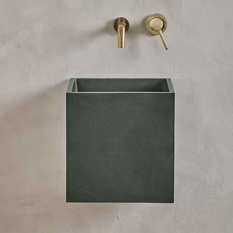 Kuba Forest Green 14" Concrete Square Floating Sink by mudd.concrete