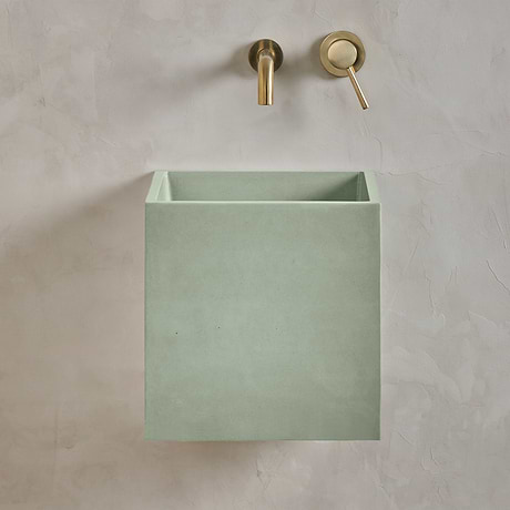 Kuba Thyme Green 14" Concrete Square Floating Sink by mudd.concrete