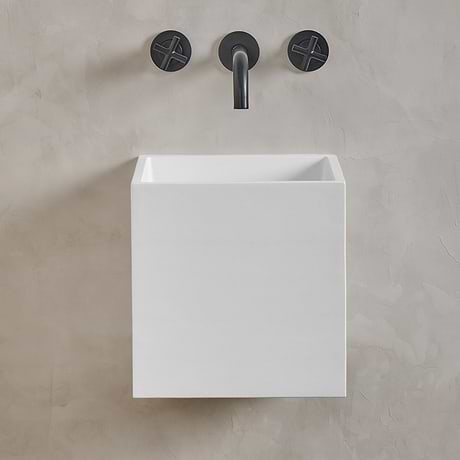 Kuba Cotton White 14" Concrete Square Floating Sink by mudd.concrete