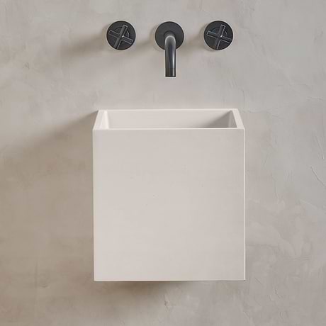 Kuba Mocha Cream 14" Concrete Square Floating Sink by mudd.concrete