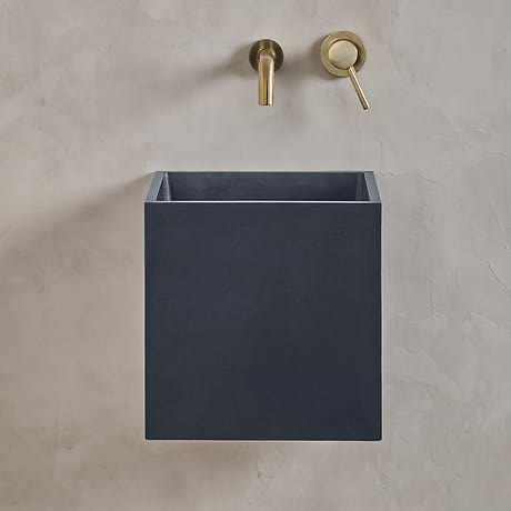 Kuba Midnight Black 14" Concrete Square Floating Sink by mudd.concrete