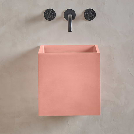 Kuba Mousse Pink Pink14" Concrete Square Floating Sink by mudd.concrete