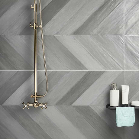 Sculpt Gray 24x48 Chevron Natural Porcelain Tile