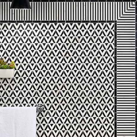 Monroe Triangle Black & White Polished Marble Mosaic