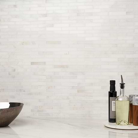 White Jade 1x4 Brick Polished Marble Mosaic