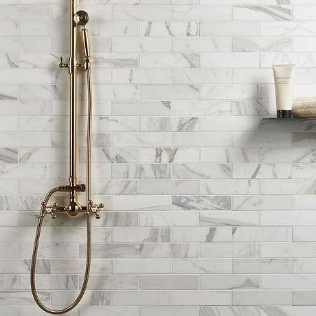 Calacatta Gold 2x8 Honed Marble Subway Tile