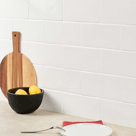 Nabi Subway Glacier White White 4.5x9 Subway Polished Glass Tile