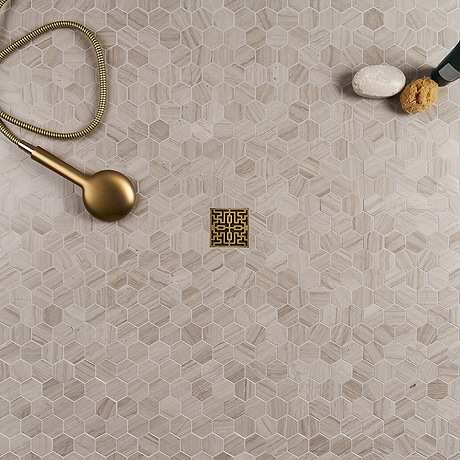 Wooden Beige 2" Hexagon Polished Marble Mosaic