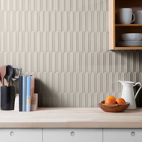Brookline Feather Mushroom Gray 2x7 Fish Scale Glossy Ceramic Mosaic Tile