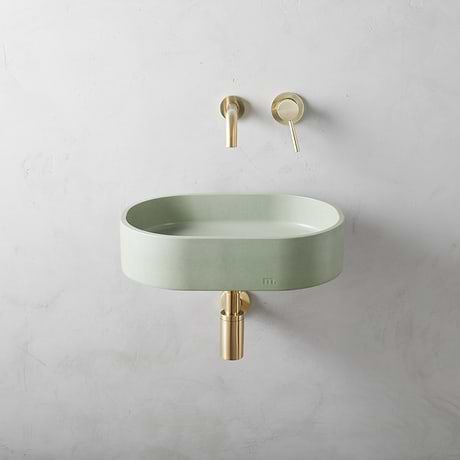 Parro Thyme Green 18" Concrete Oval Floating Sink by mudd.concrete