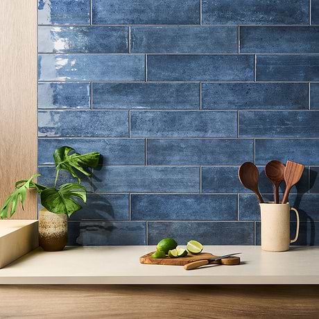 Aquarella Denim Blue 4x16 Glossy Ceramic Tile