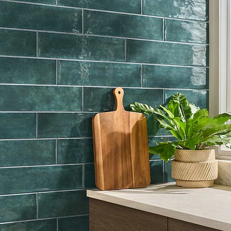 Aquarella Teal Blue 4x16 Glossy Ceramic Tile