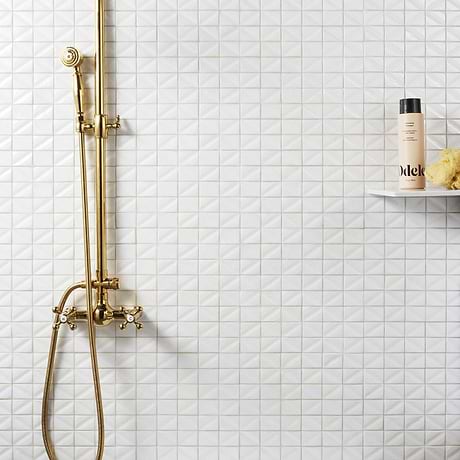 Ohana Prelude Satin White 1x2 Polished Glass Mosaic